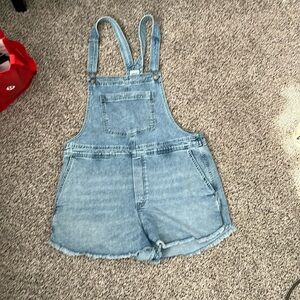 Aerie denim short overalls- size large